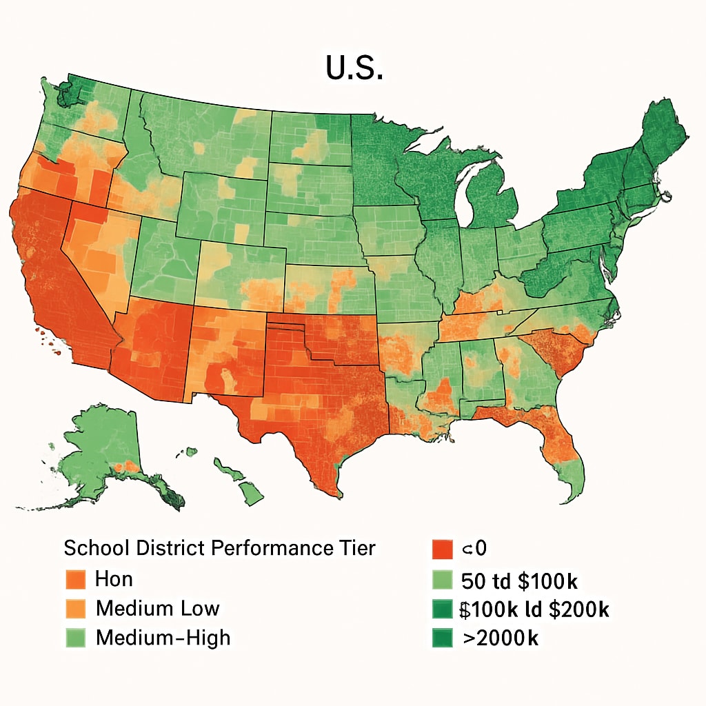 School district rankings and property value heat map