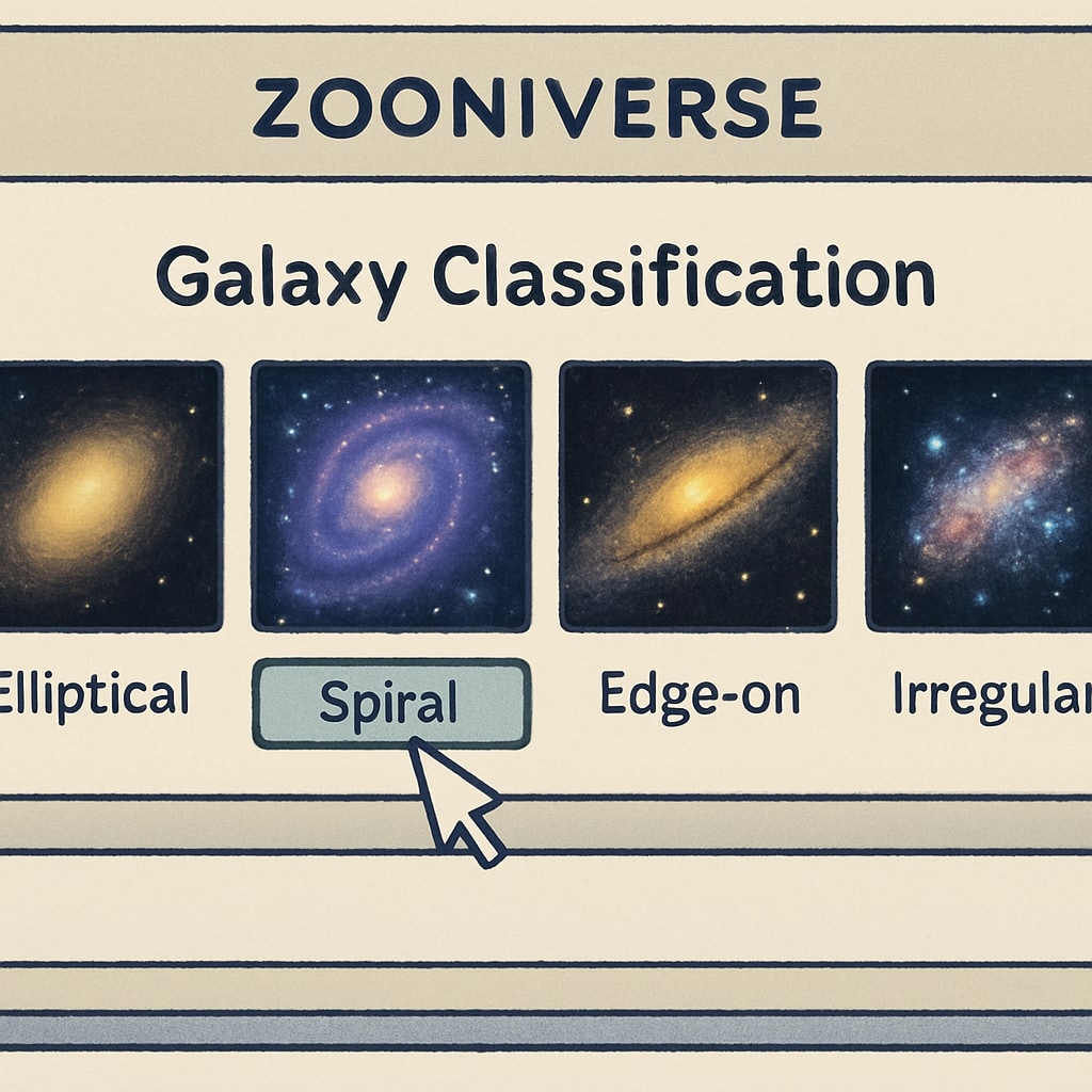 Zooniverse platform interface for science projects