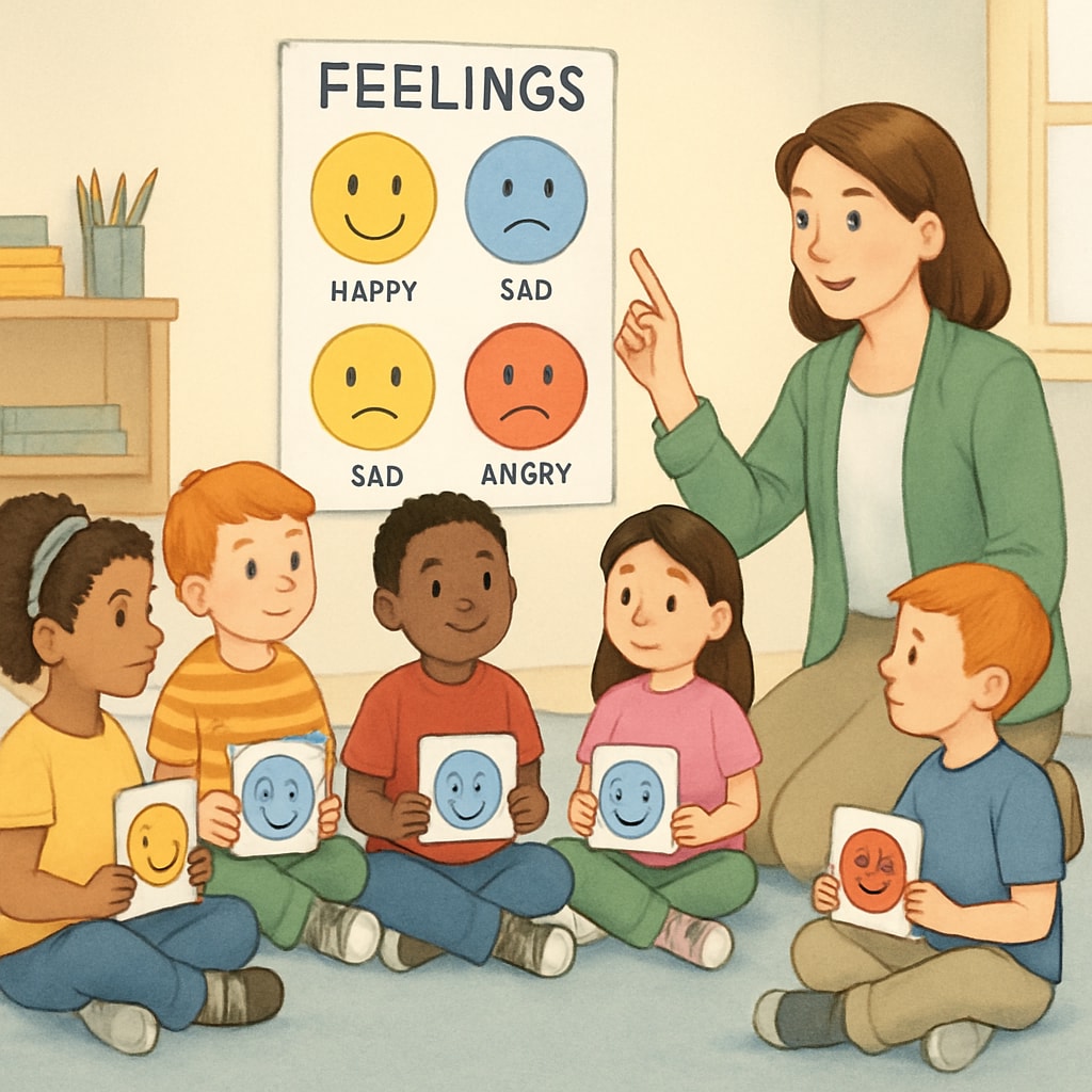 Children learning emotional education through group activities