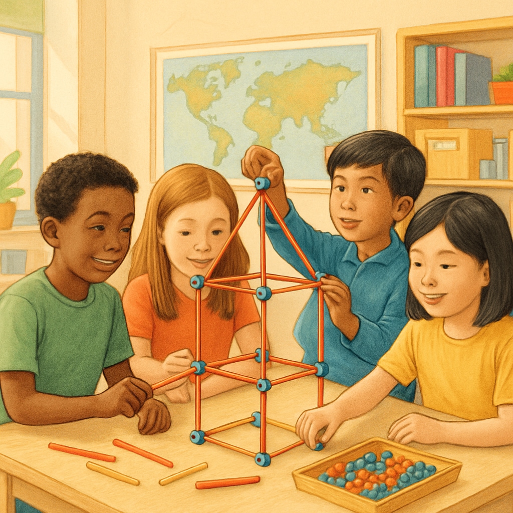 Public elementary school students engaged in collaborative learning