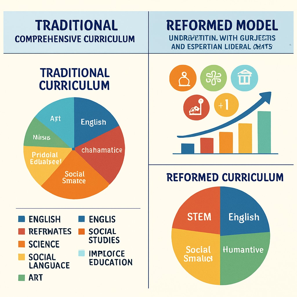 Visual comparison of high school curriculum structures