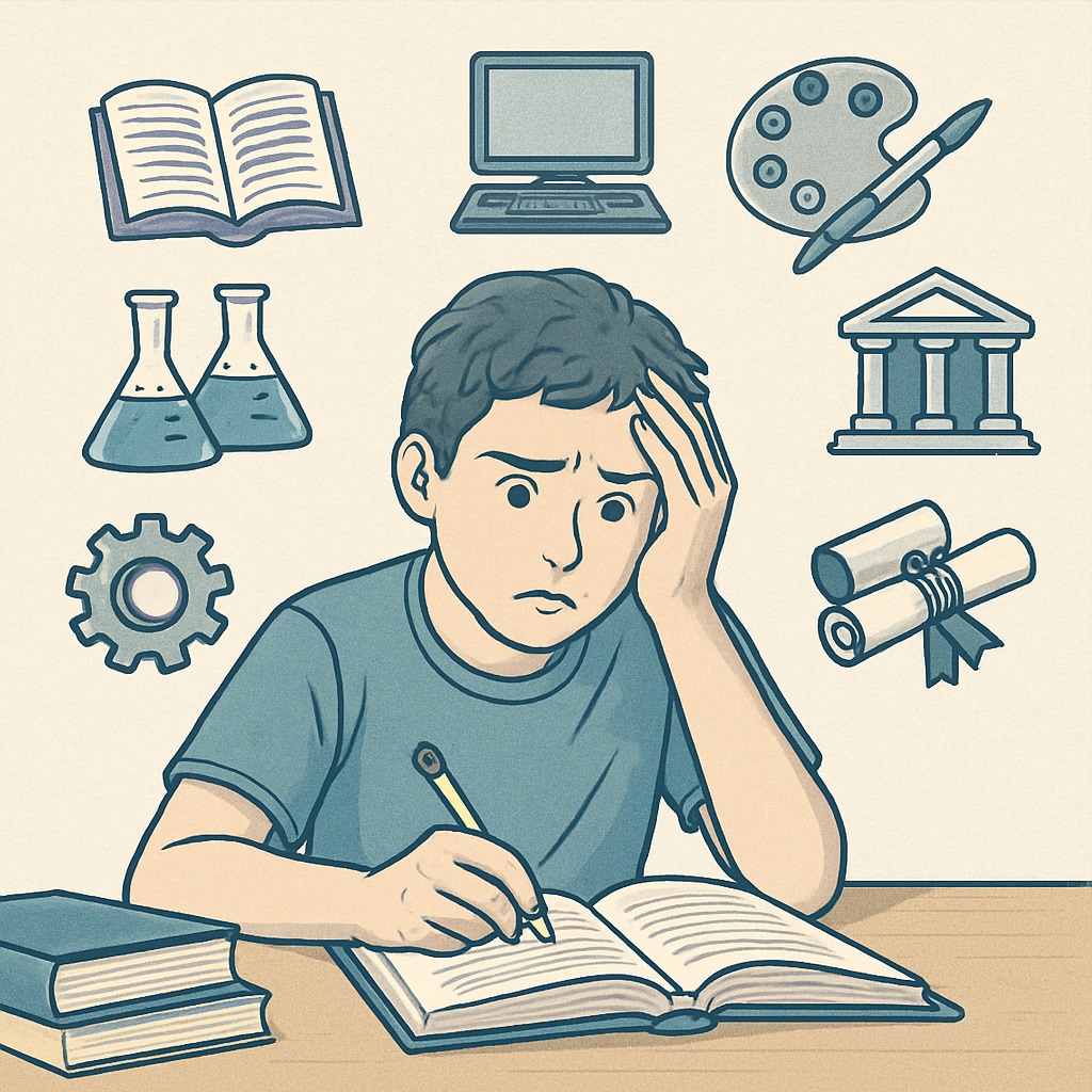 Student experiencing major selection stress with STEM career options