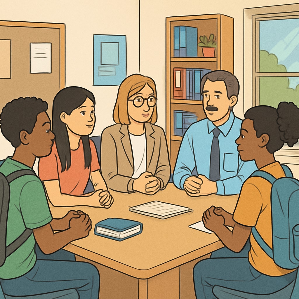 High school students receiving career counseling about STEM majors