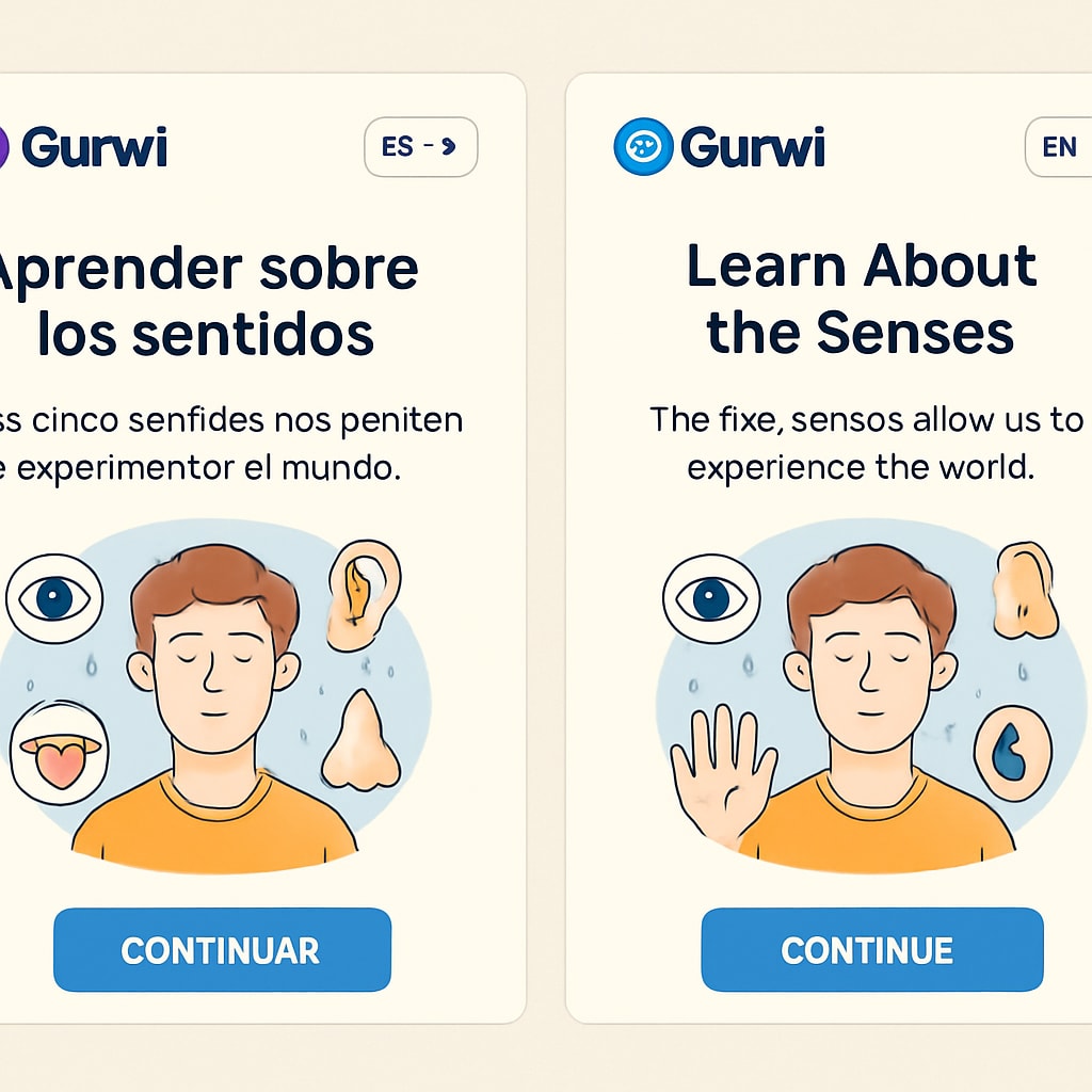 Multilingual support in visual learning education app