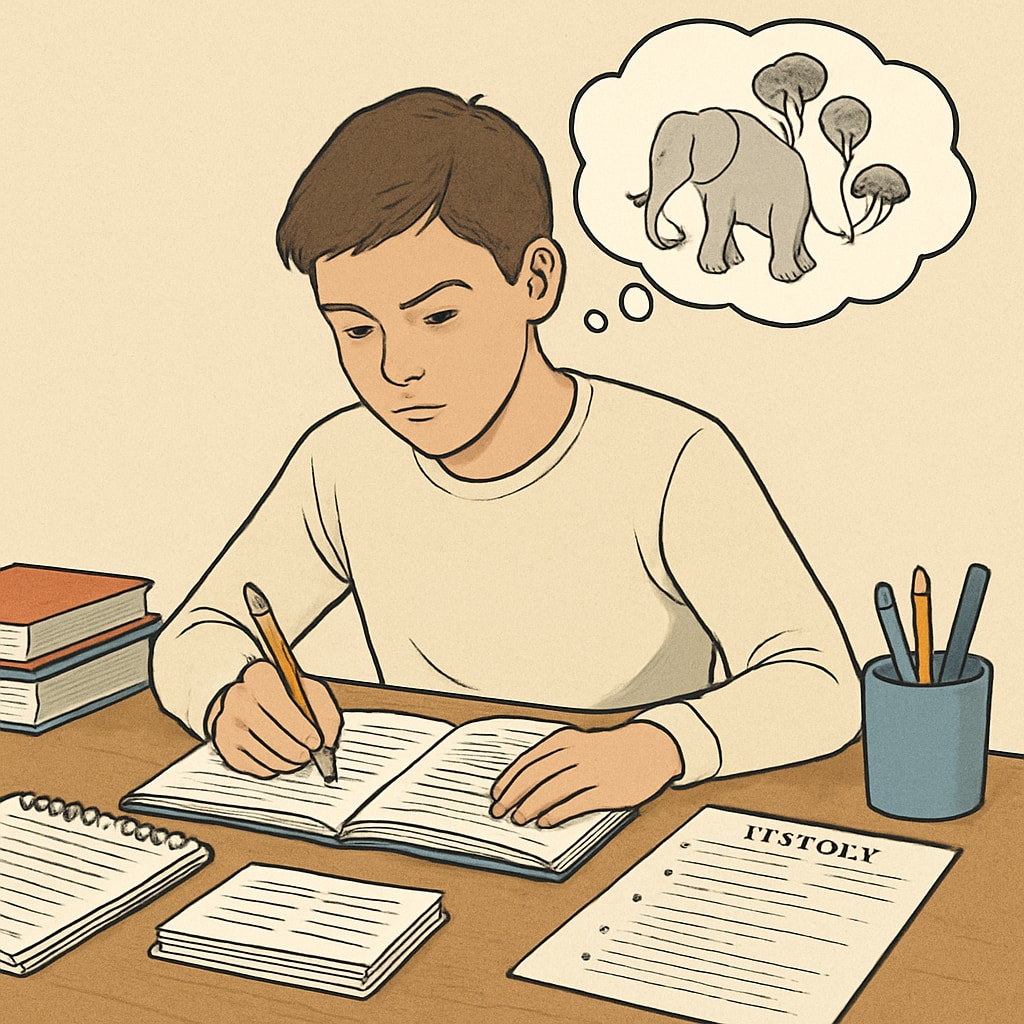 Student applying memory techniques while studying