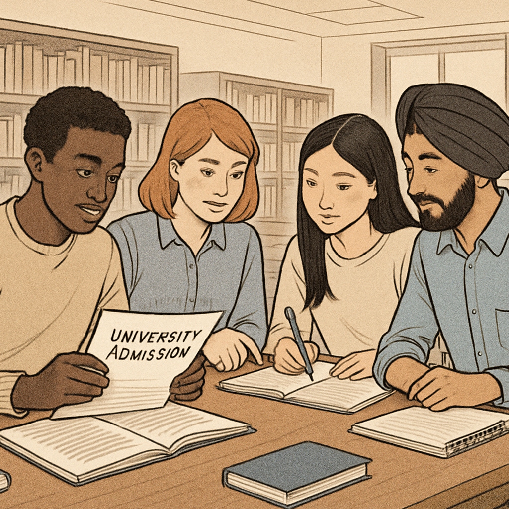 Students preparing EU university applications and visa documents