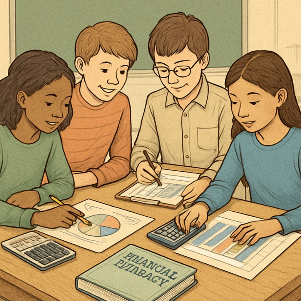 Students learning financial education through hands-on budgeting activity
