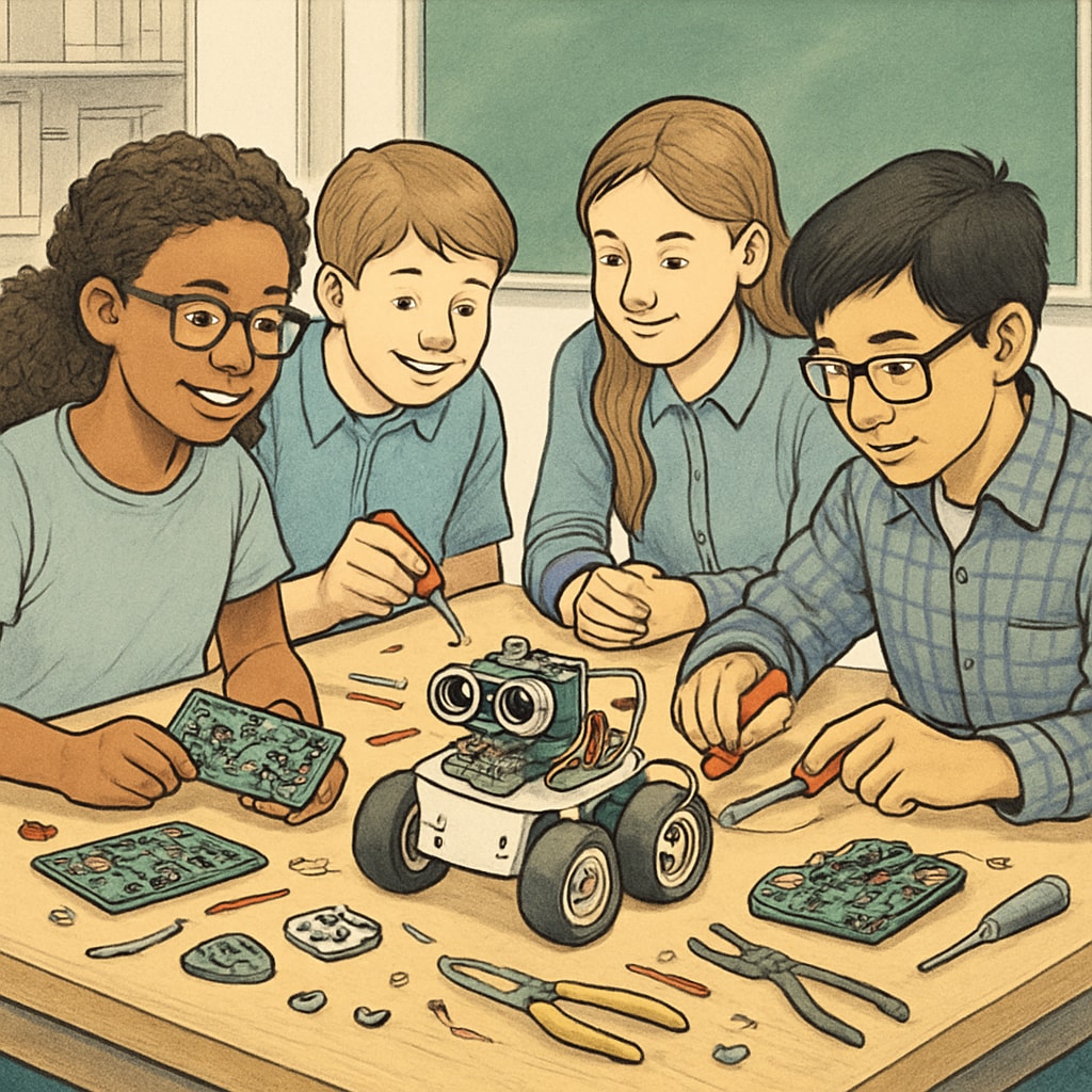 Students developing AI-resistant skills through collaborative STEM projects