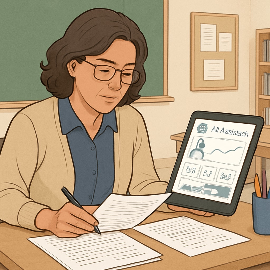 Teacher using AI to reduce workload and improve education efficiency