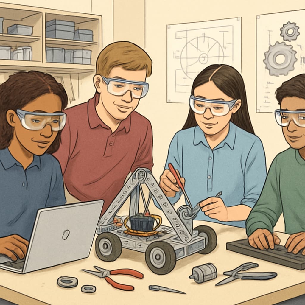 STEM education curriculum in action showing collaborative learning
