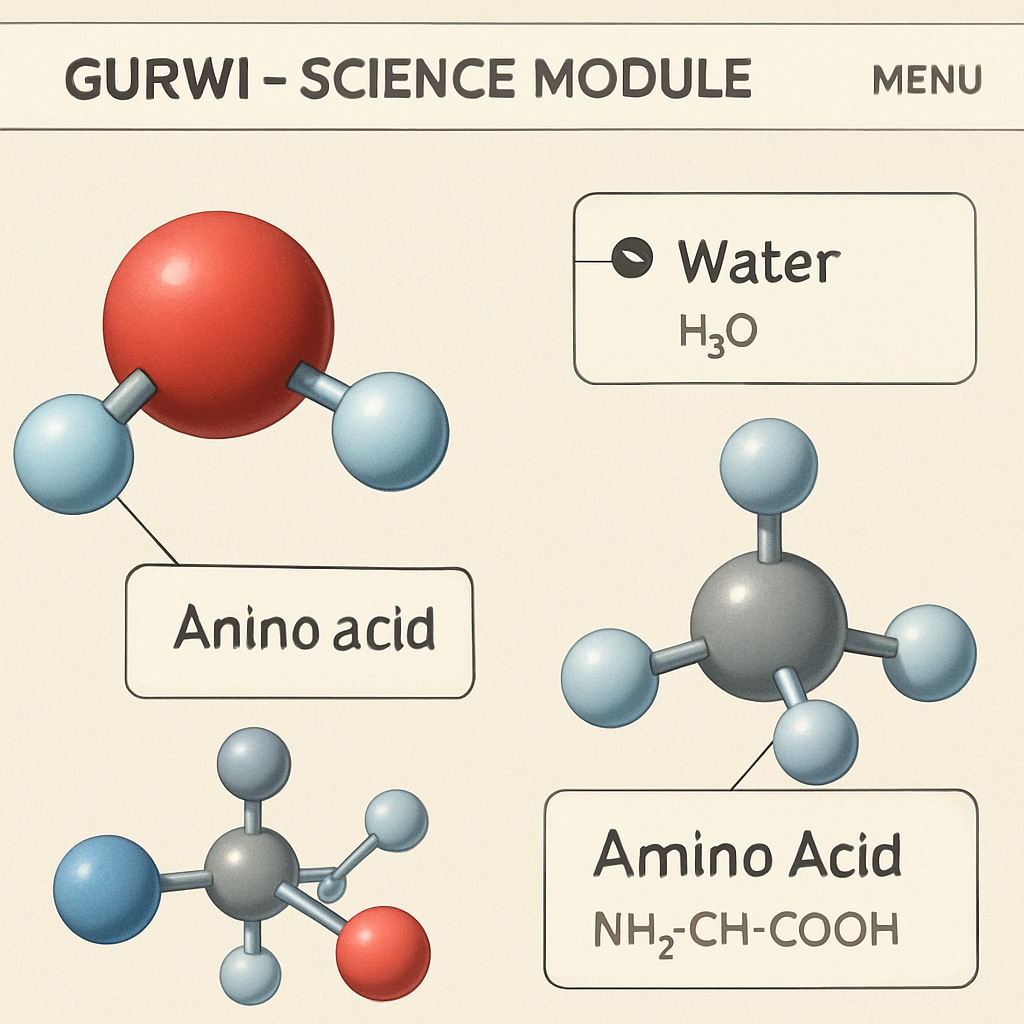 Multilingual education technology interface showing scientific concepts