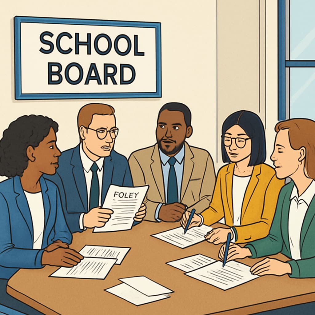 School board members meeting to discuss educational effectiveness and change