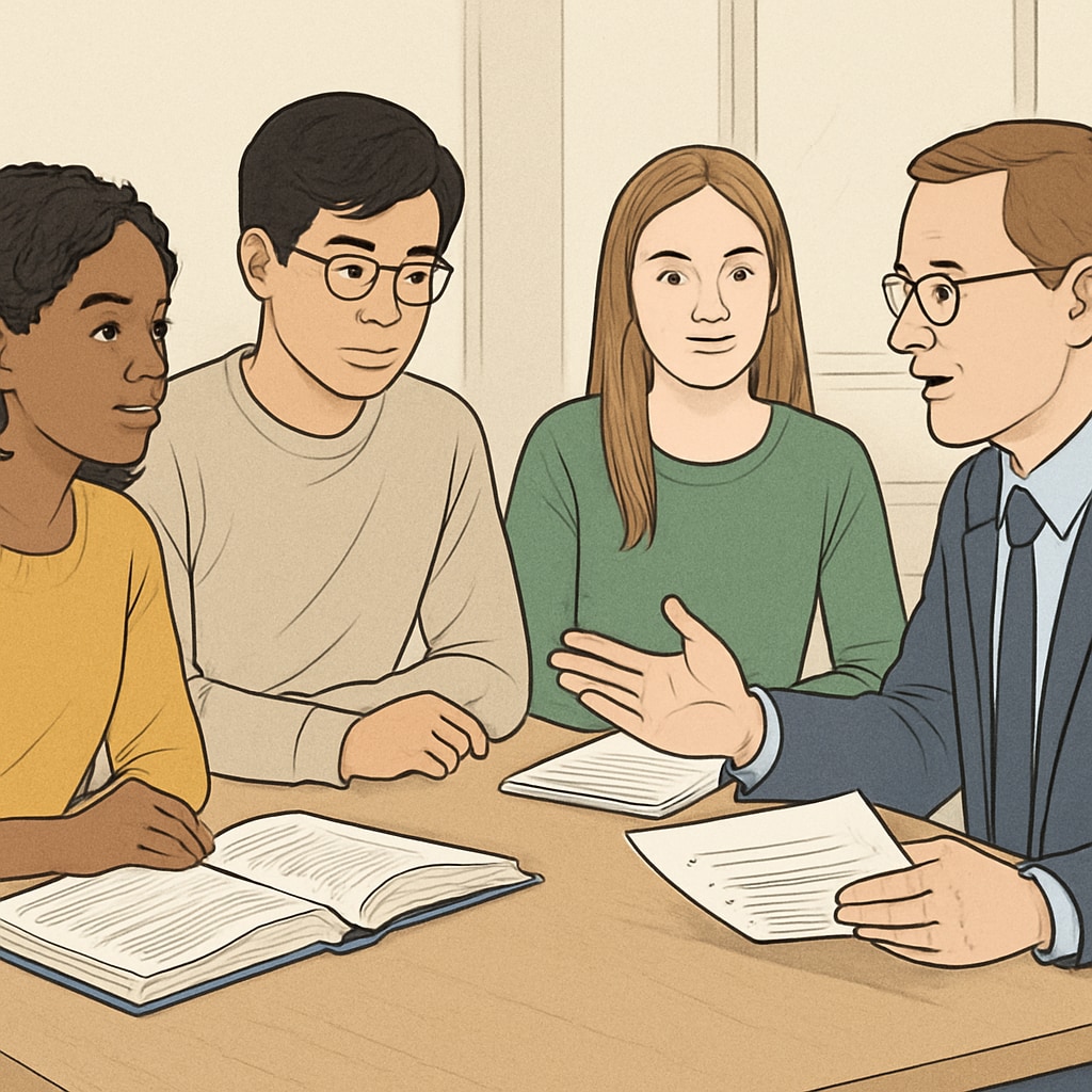 Students discussing math course selection for biostatistics