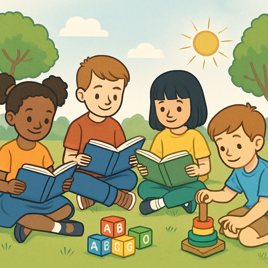 Children enjoying traditional learning activities to prevent technology addiction
