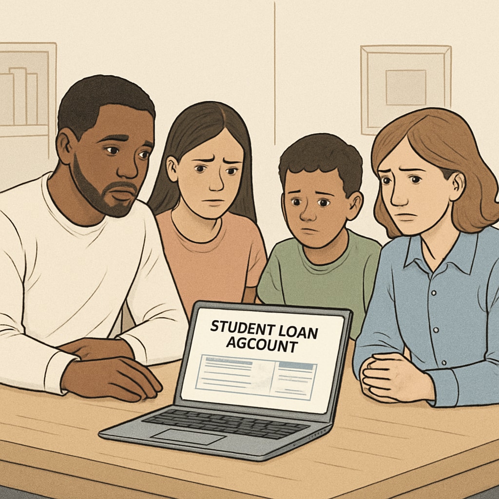 Family discussing student loan repayment strategy
