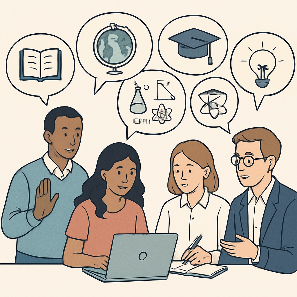Online education community discussion illustration