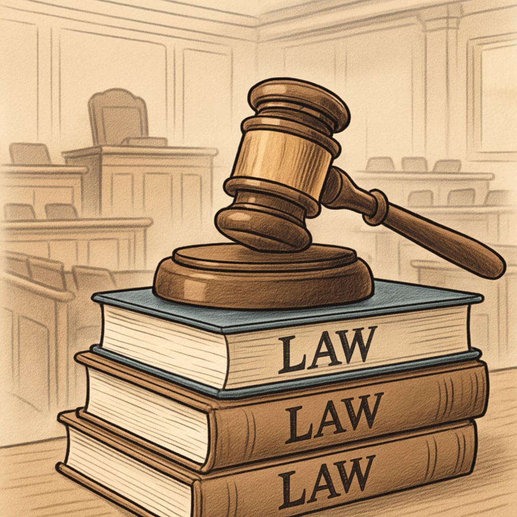 A judge's gavel resting on law books with a blurred courtroom background Legal consequences of college application fraud