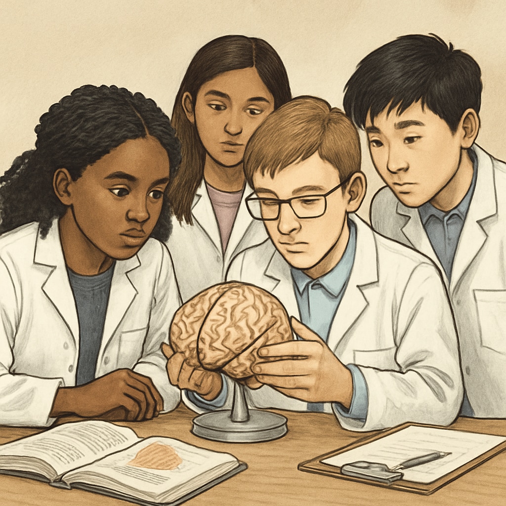 Gifted students exploring neurosurgery concepts through hands-on learning supplements