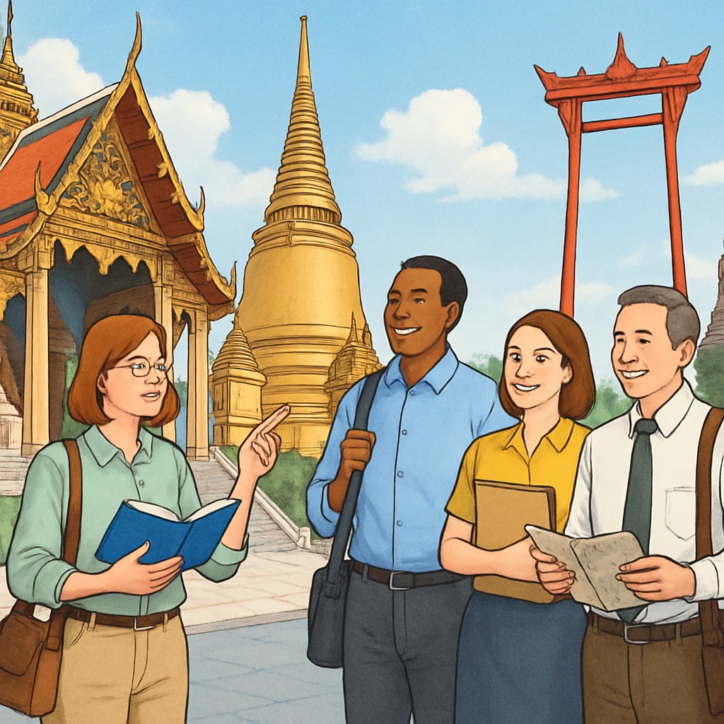 Group of teachers visiting cultural sites during their Thailand teaching program Cultural experience for Thailand English camp teachers
