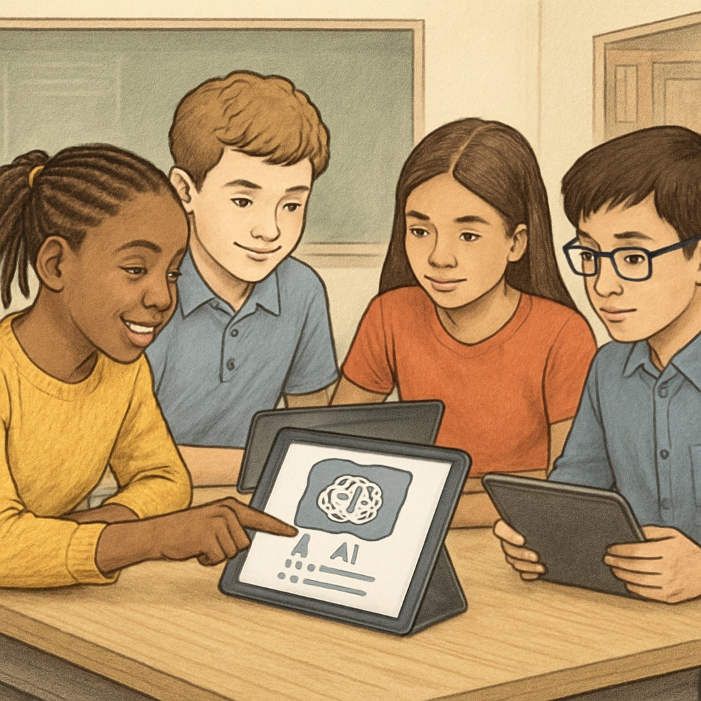 Students using AI educational technology in classroom
