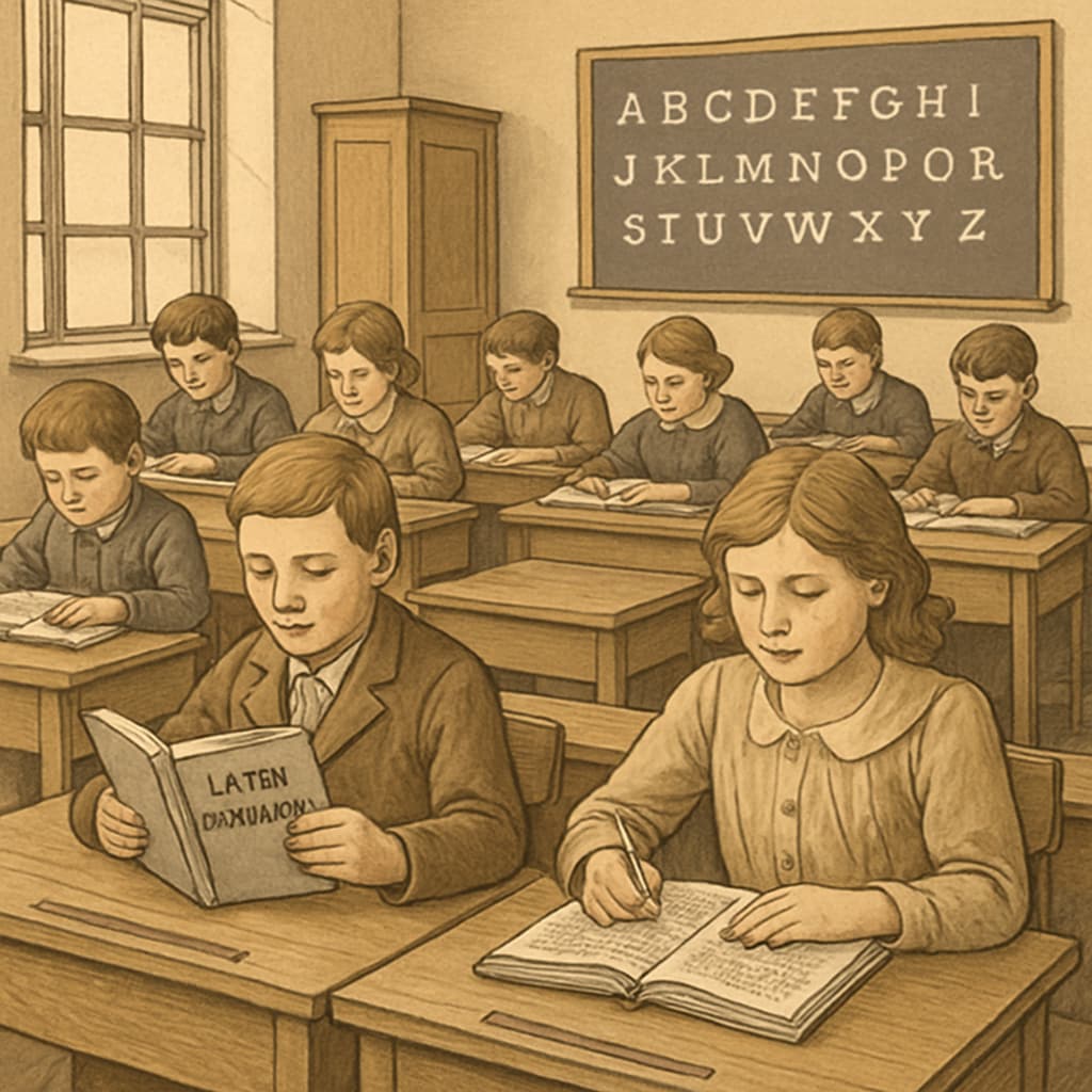 Classical education historical classroom scene