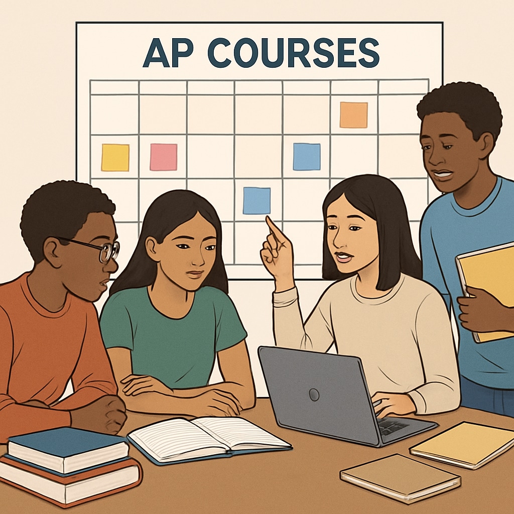 Students planning AP courses and scheduling strategies with AP Statistics materials