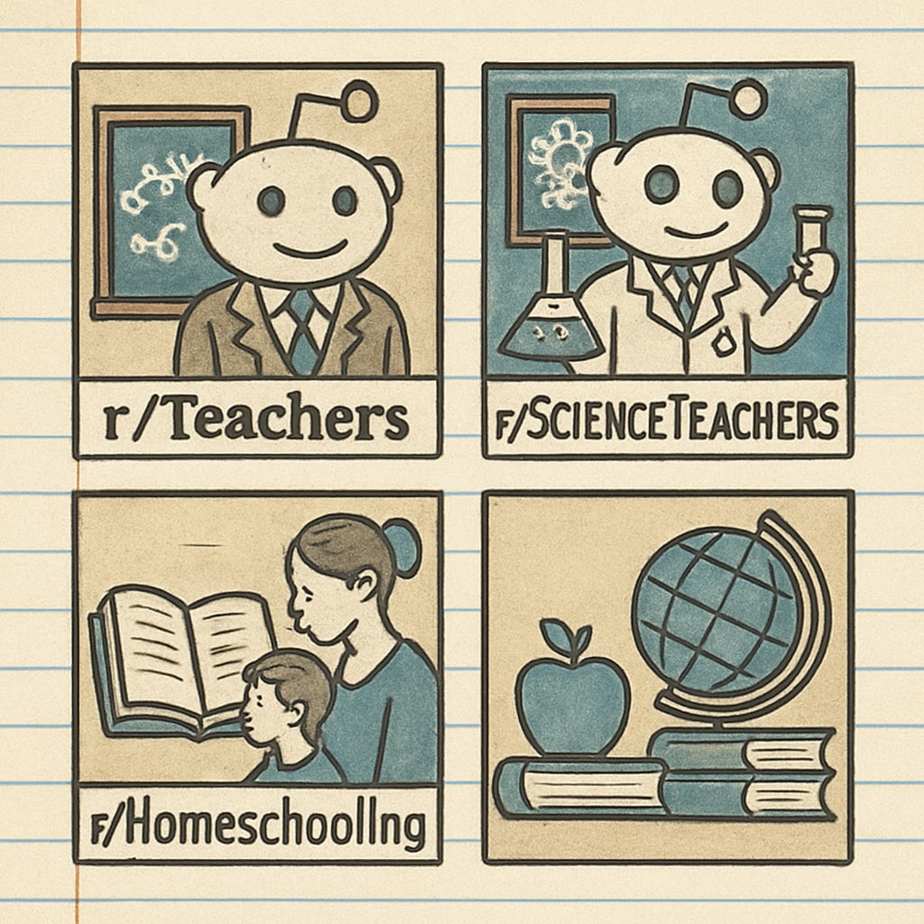 K12 education subreddits and online learning networks
