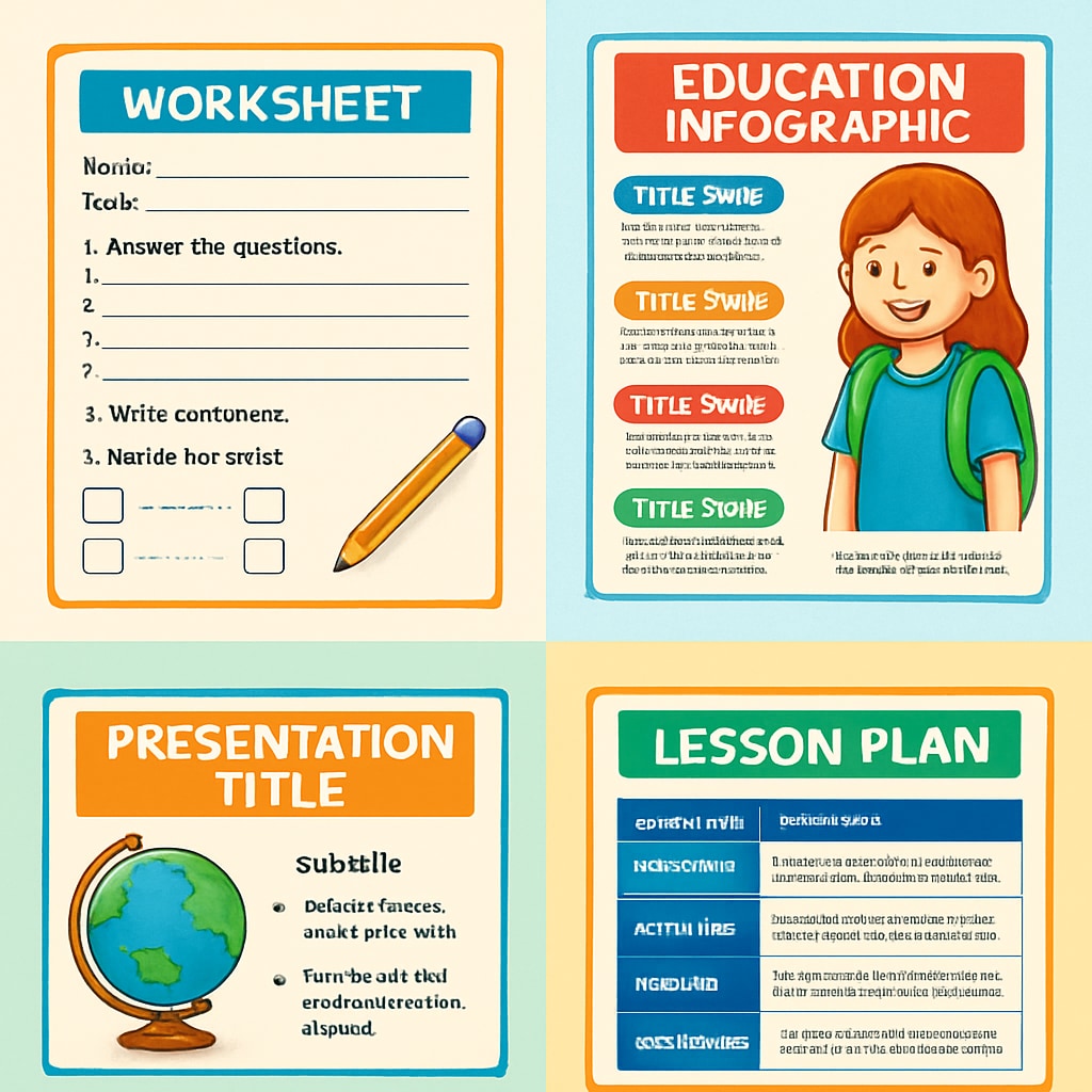 Examples of K-12 educational resources designed in Canva