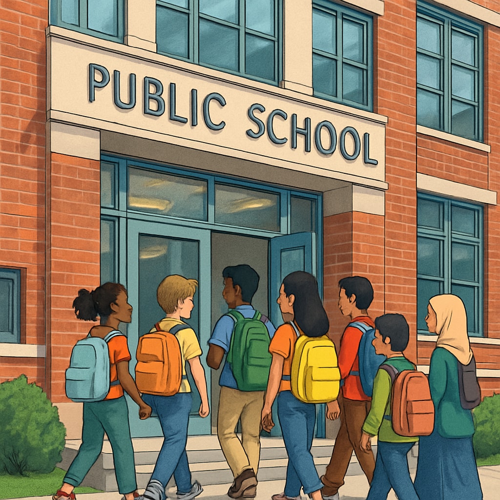 NYC public school students during morning arrival