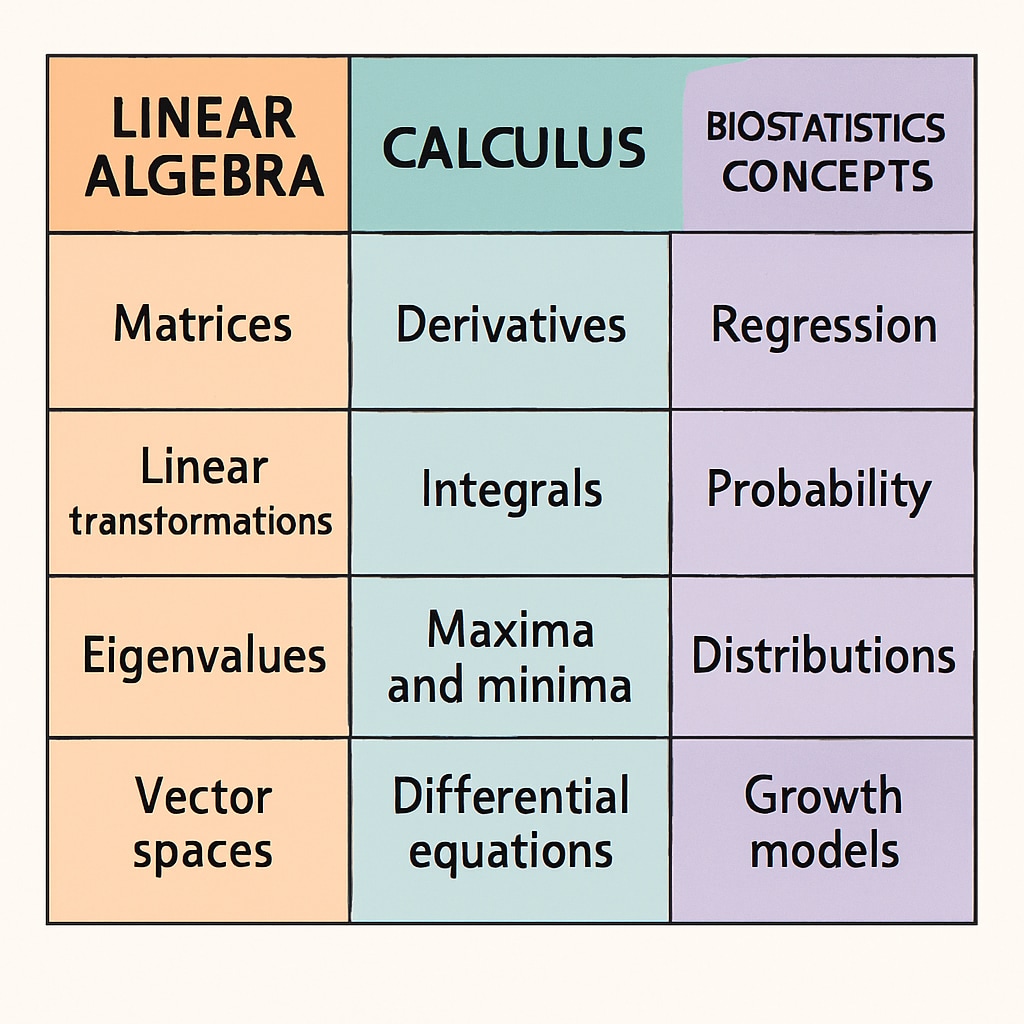 Linear algebra vs calculus applications in biostatistics