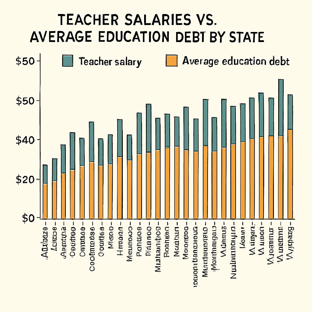Student debt versus educator salaries infographic