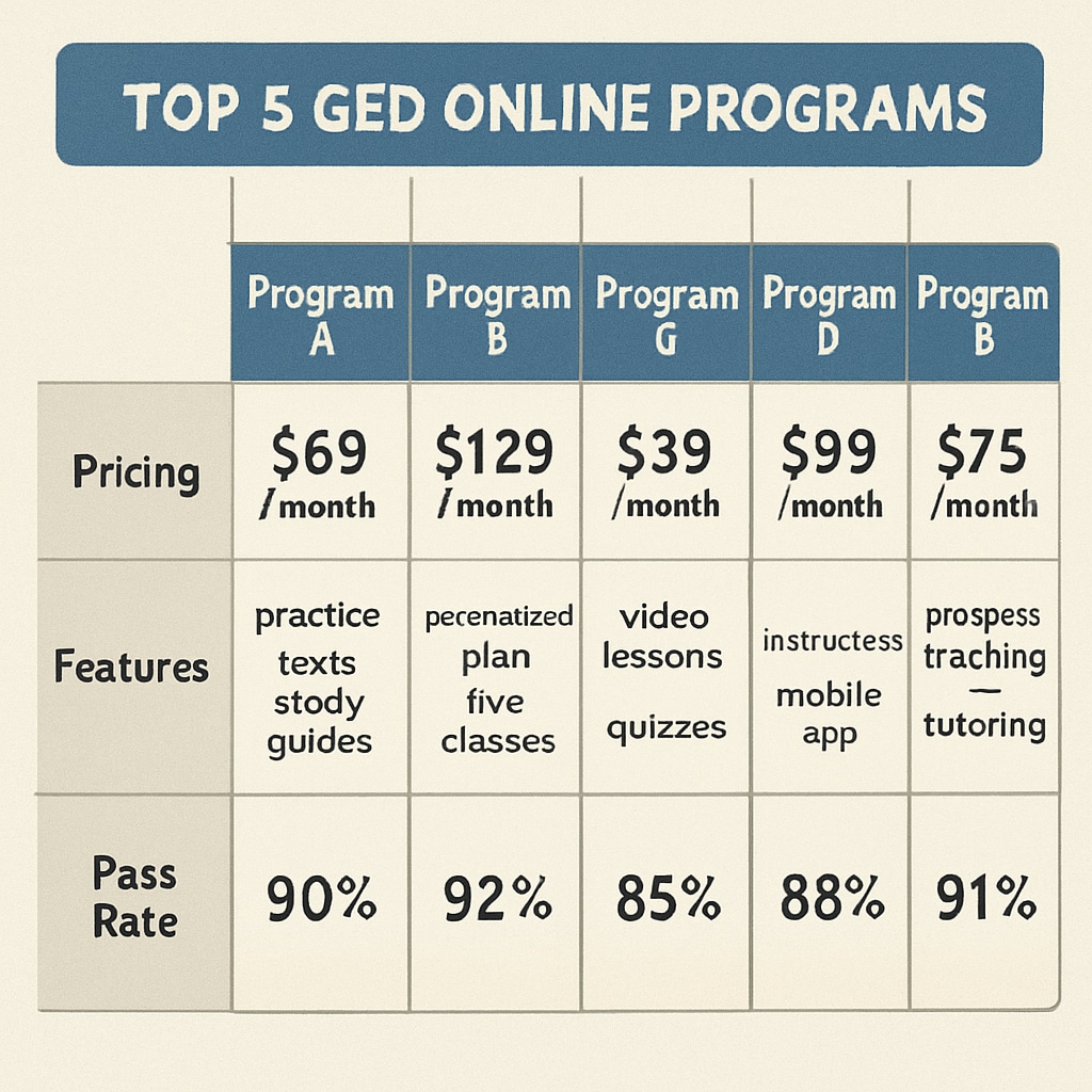 Comparison of best GED online school recommendations