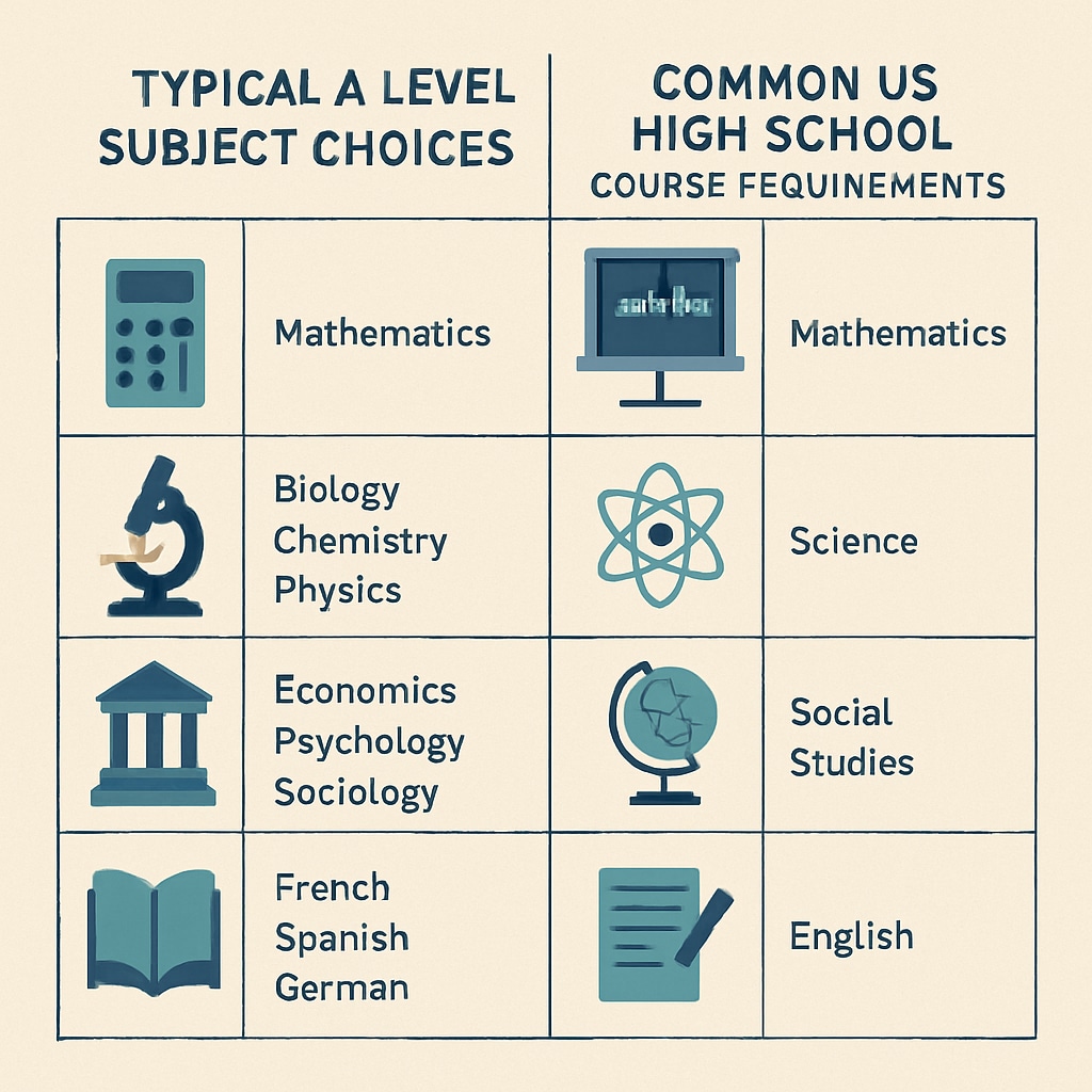 A Levels vs US high school curriculum comparison for college admissions