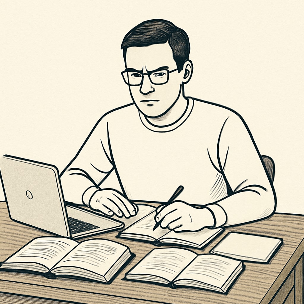 Adult overcoming education gaps through dedicated study