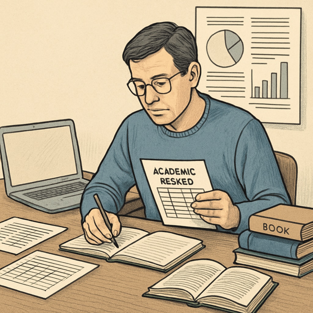 Adult reviewing transcripts for degree completion and credit transfer