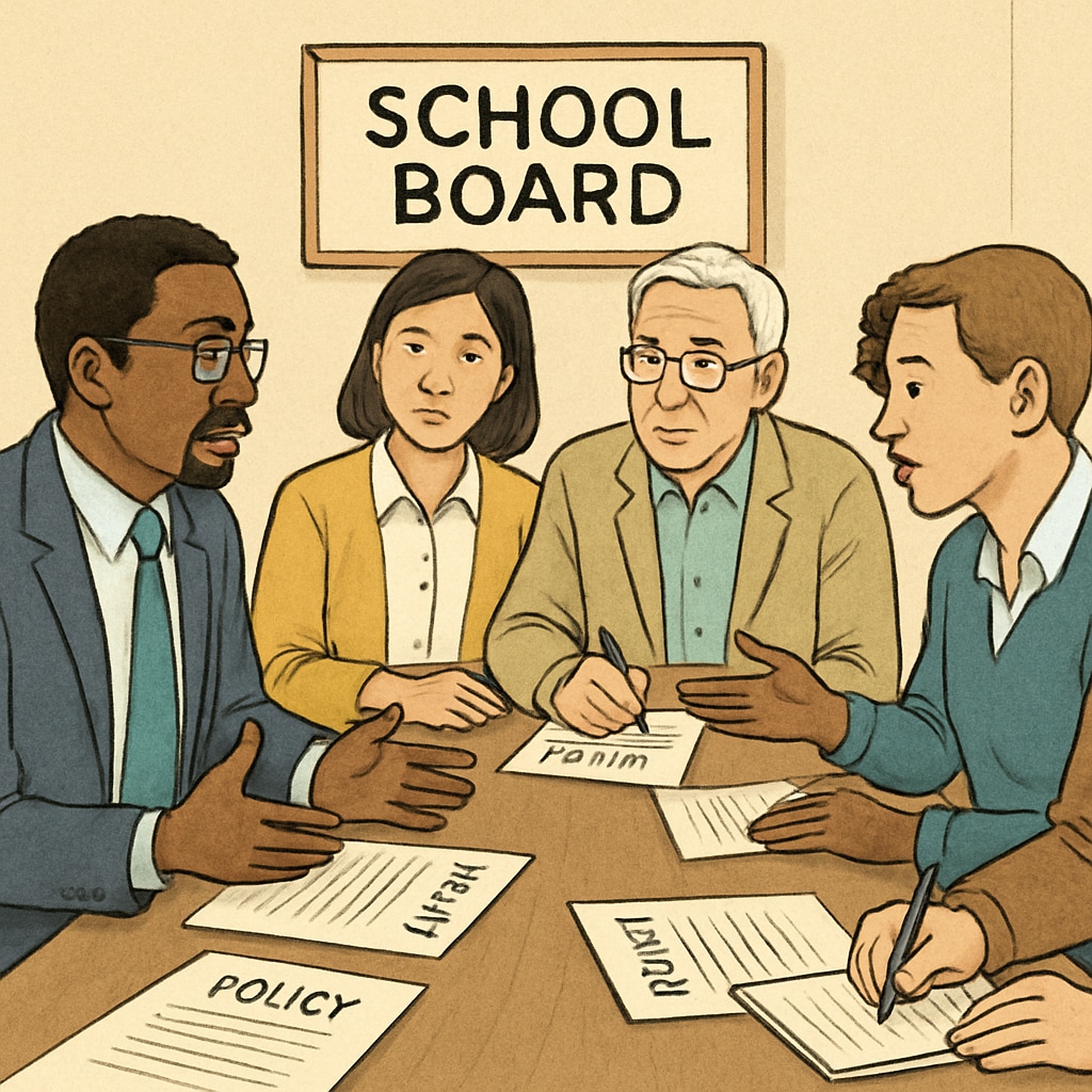 School board members engaged in effective governance discussion