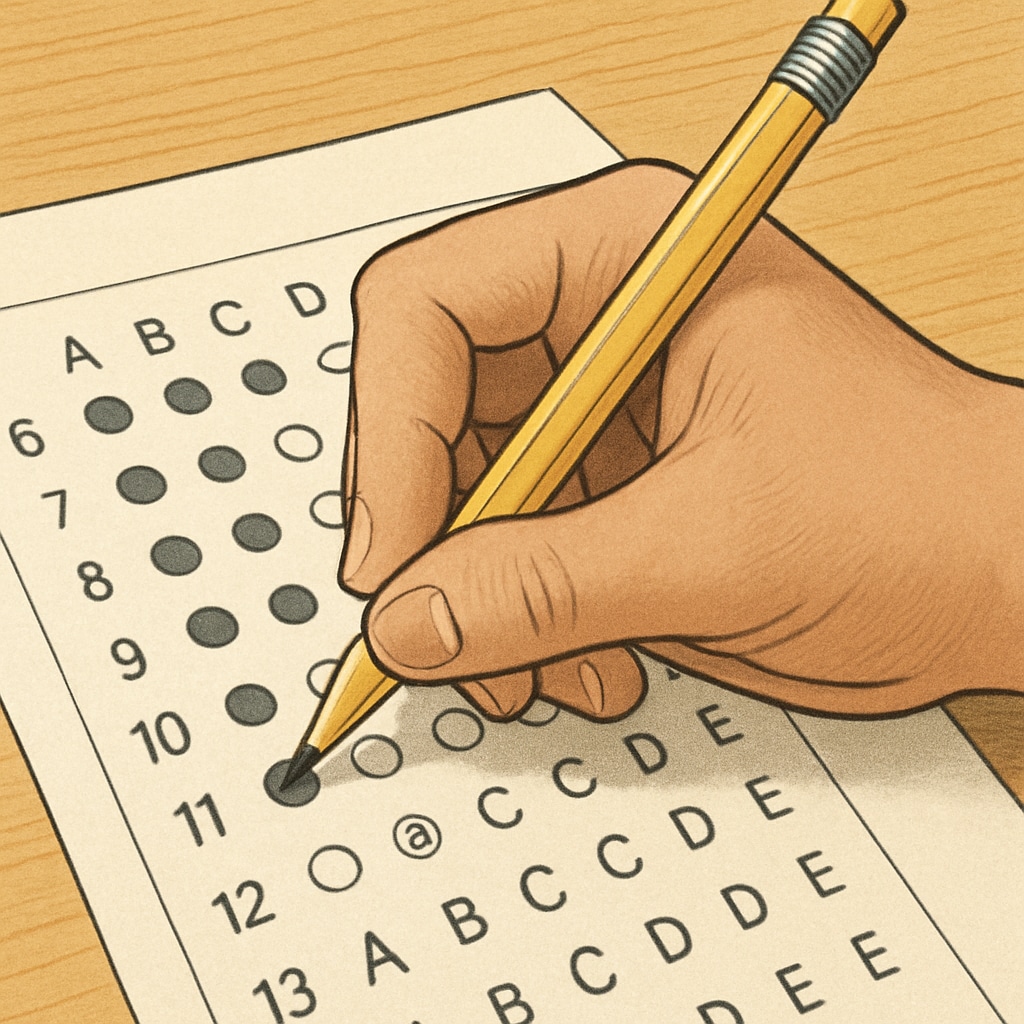 Middle school student taking ACT assessment