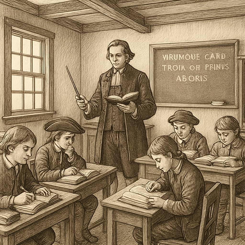 Classical education in colonial America featuring Founding Fathers-era pedagogy