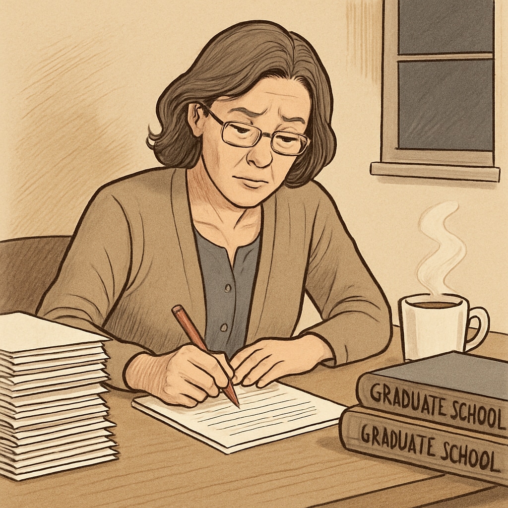 Teacher balancing master's degree studies with grading responsibilities
