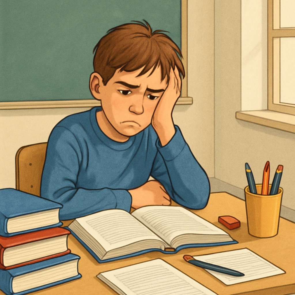 Adolescent experiencing academic struggle due to excessive parental involvement