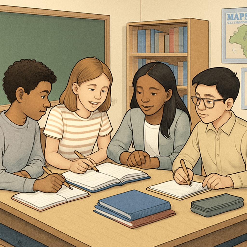 Middle school students overcoming academic struggles through collaborative learning