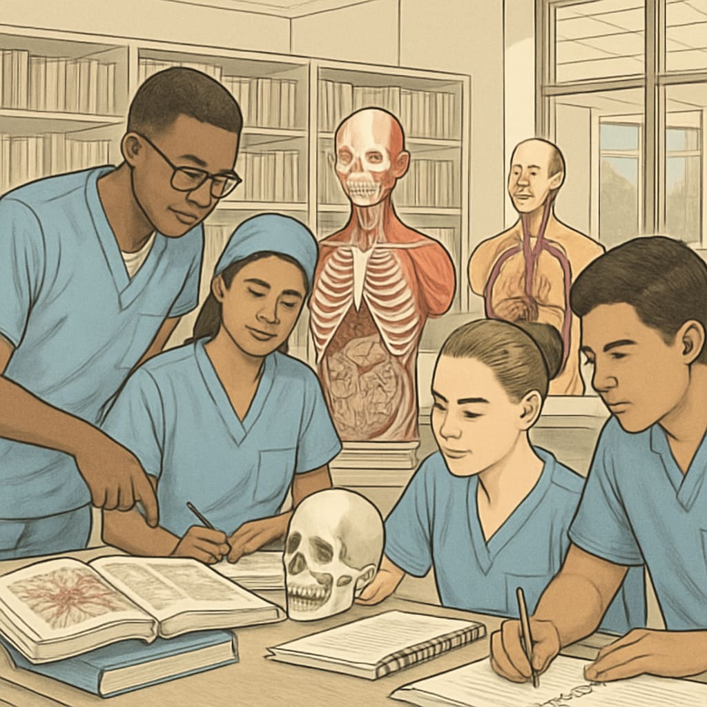 Nursing program students learning medical concepts