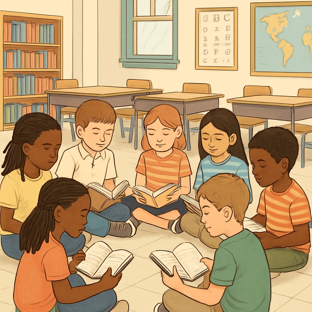 Elementary students enjoying alternative reading assessment activities