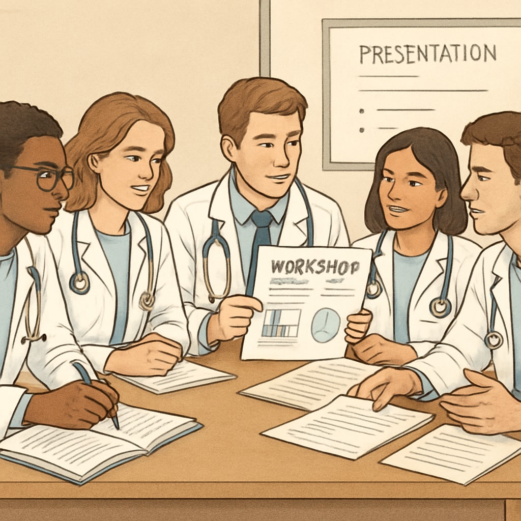 Medical students preparing mental health, high school students, assembly talks materials