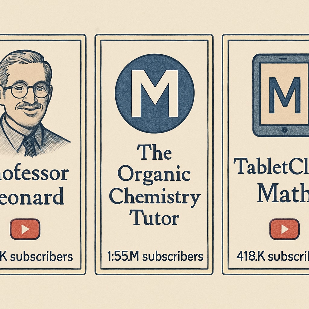 Side-by-side screenshots of three recommended YouTube channels for math test preparation with subscriber counts visible Top YouTube learning resources for mathematical aptitude test preparation