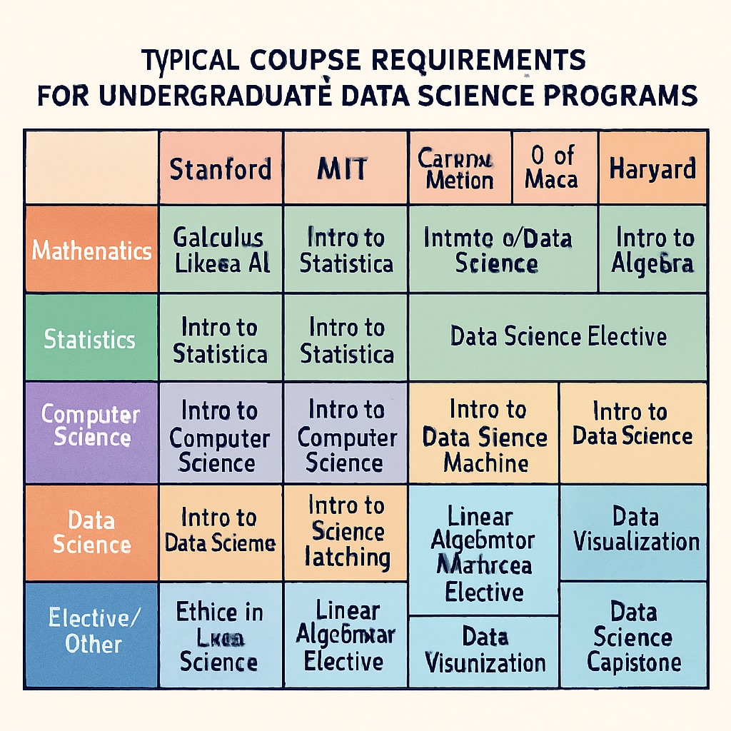 Data science program requirements comparison chart