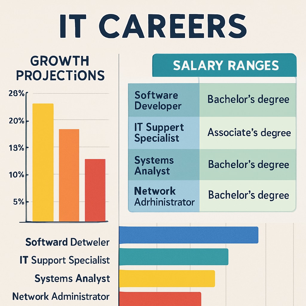 IT career planning comparison infographic for technology majors