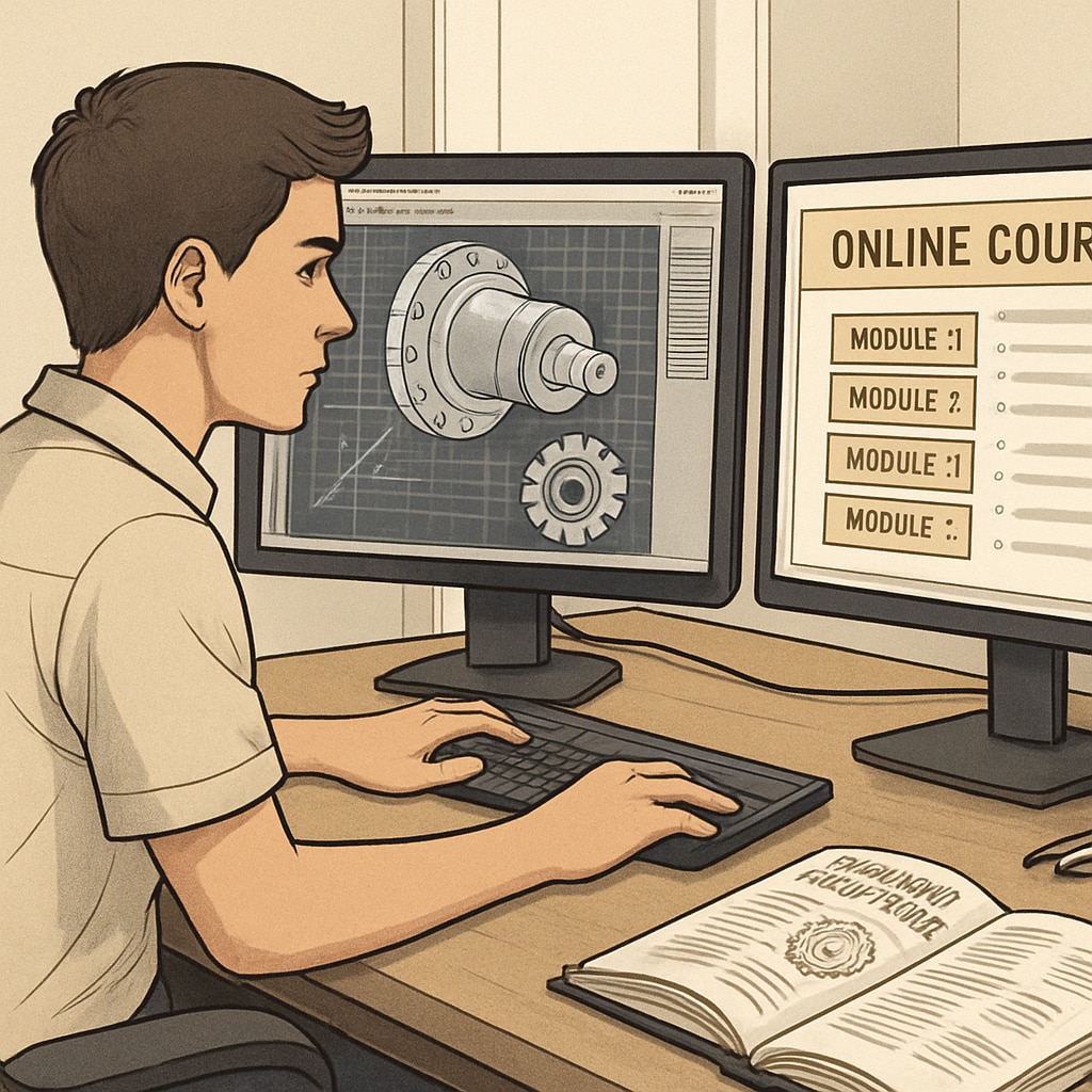 Mechanical engineering student balancing CAD work with online degree coursework