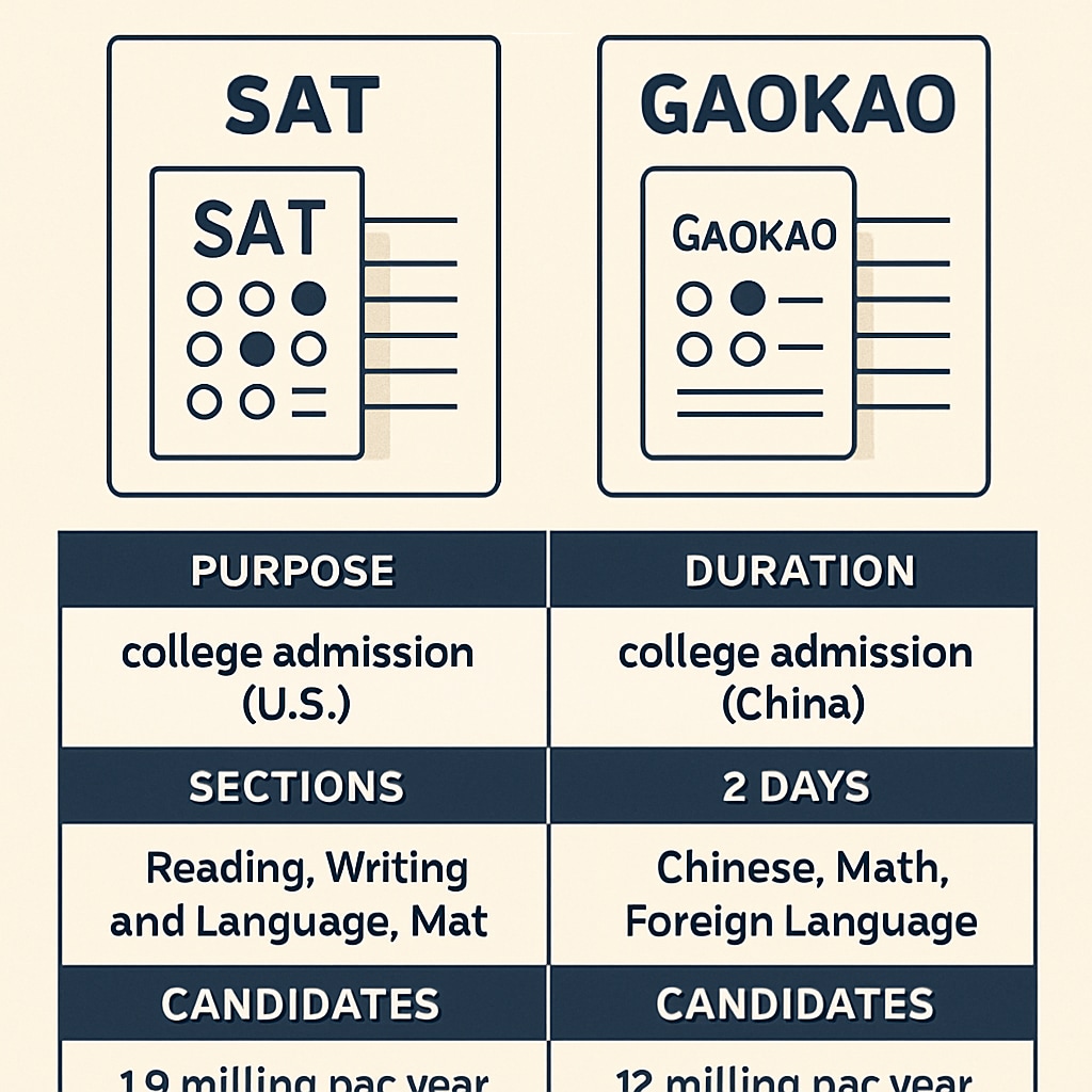 US China exam systems comparison infographic