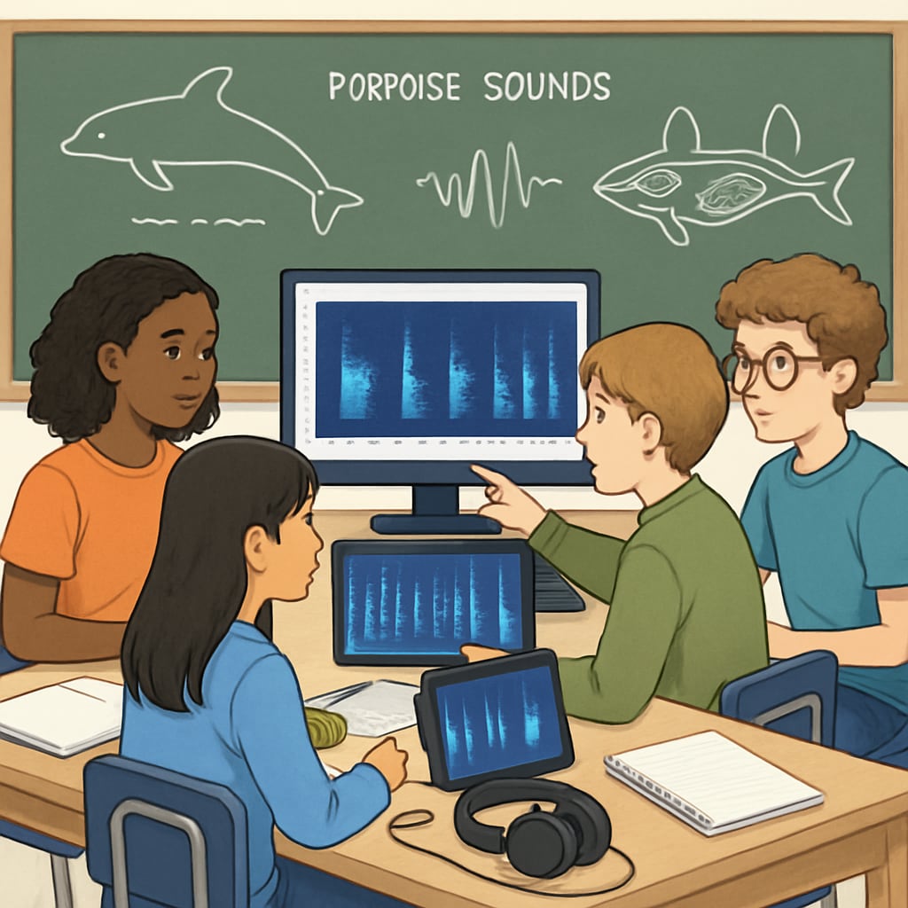 Students engaged in marine biology classification activity